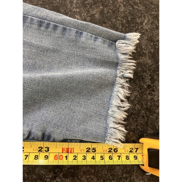 Democracy Jeans Women Size 12 Blue "Ab" Technology Tapered Fray Hem Denim Jeans - Picture 6 of 10